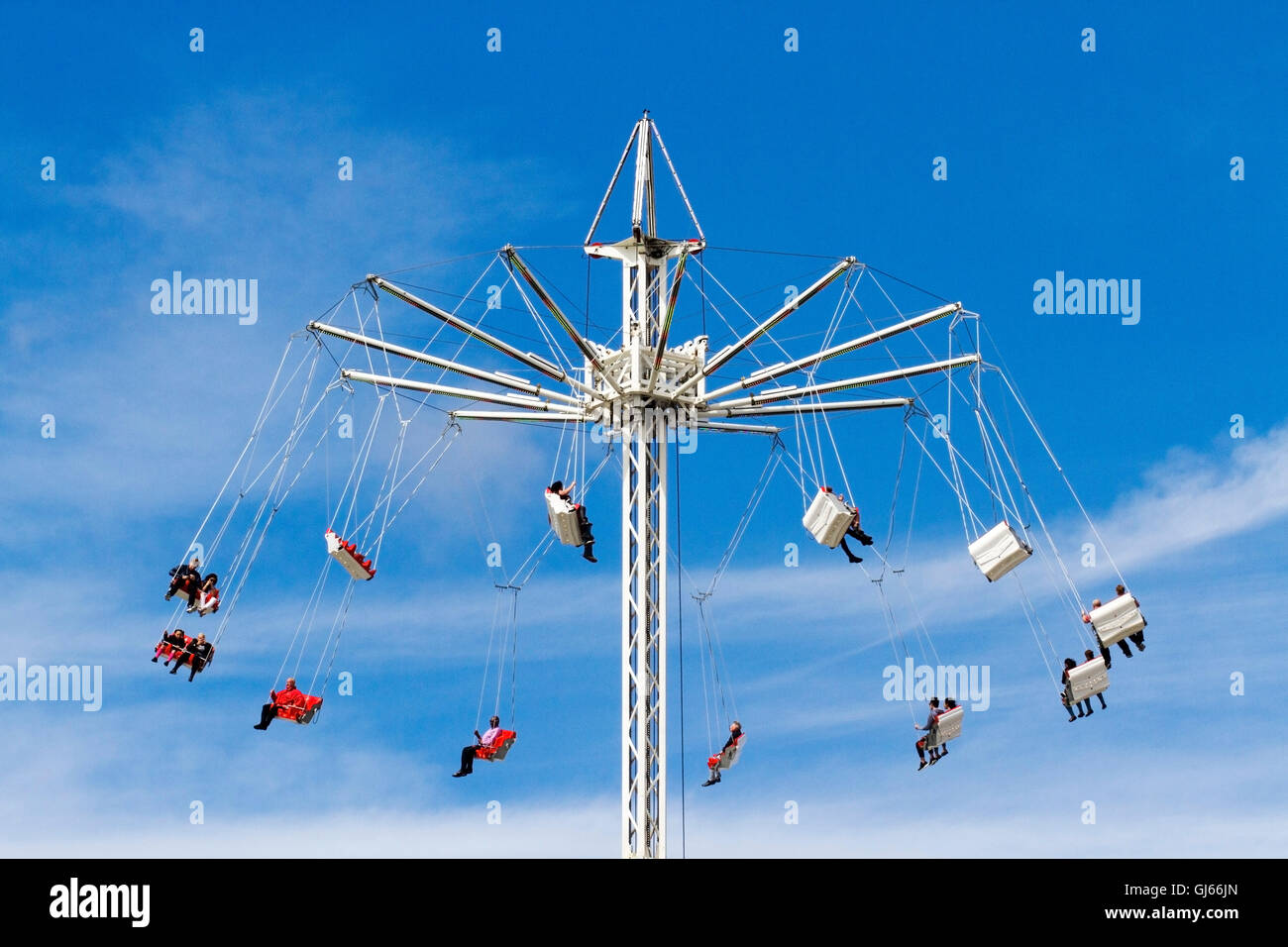 Hoch aufragende Stuhl o ' Flug auf Liverpool, Waterfront für Sommerfest, Merseyside, UK Stockfoto
