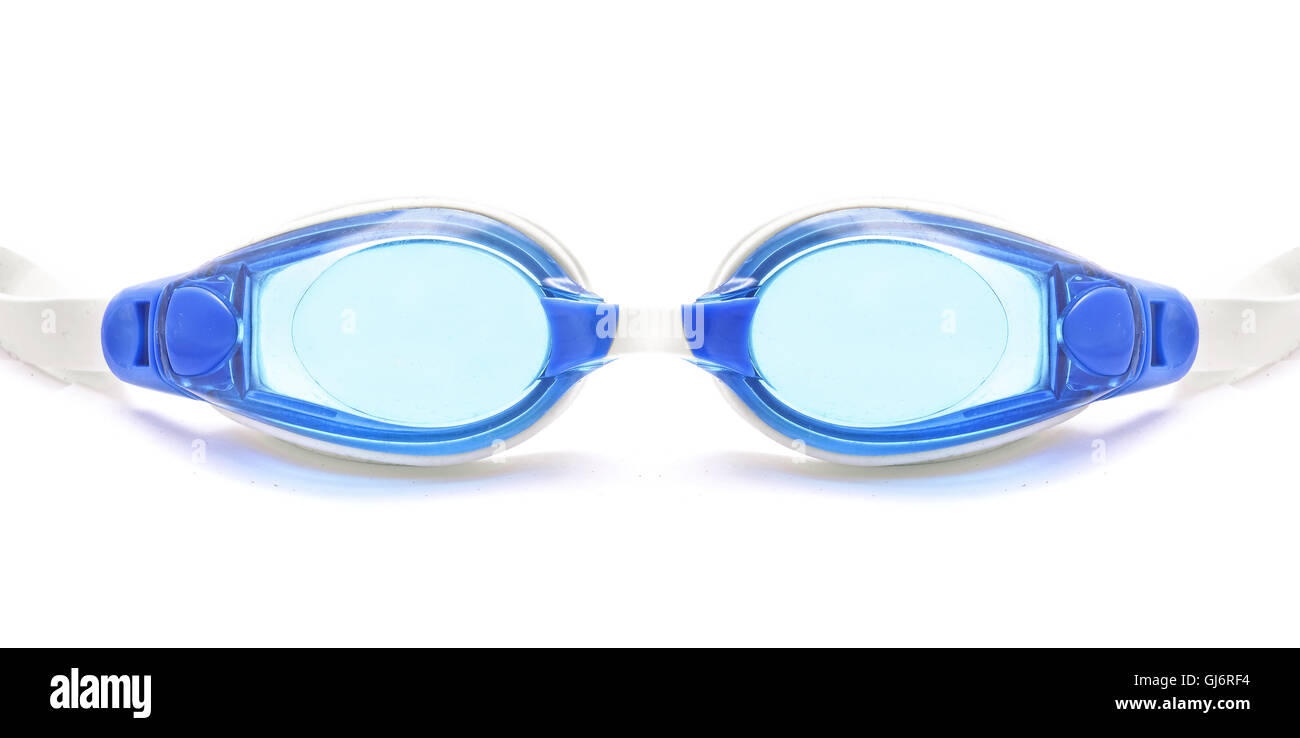 Schwimmen-Kautschuk Brille isoliert weiss Stockfoto