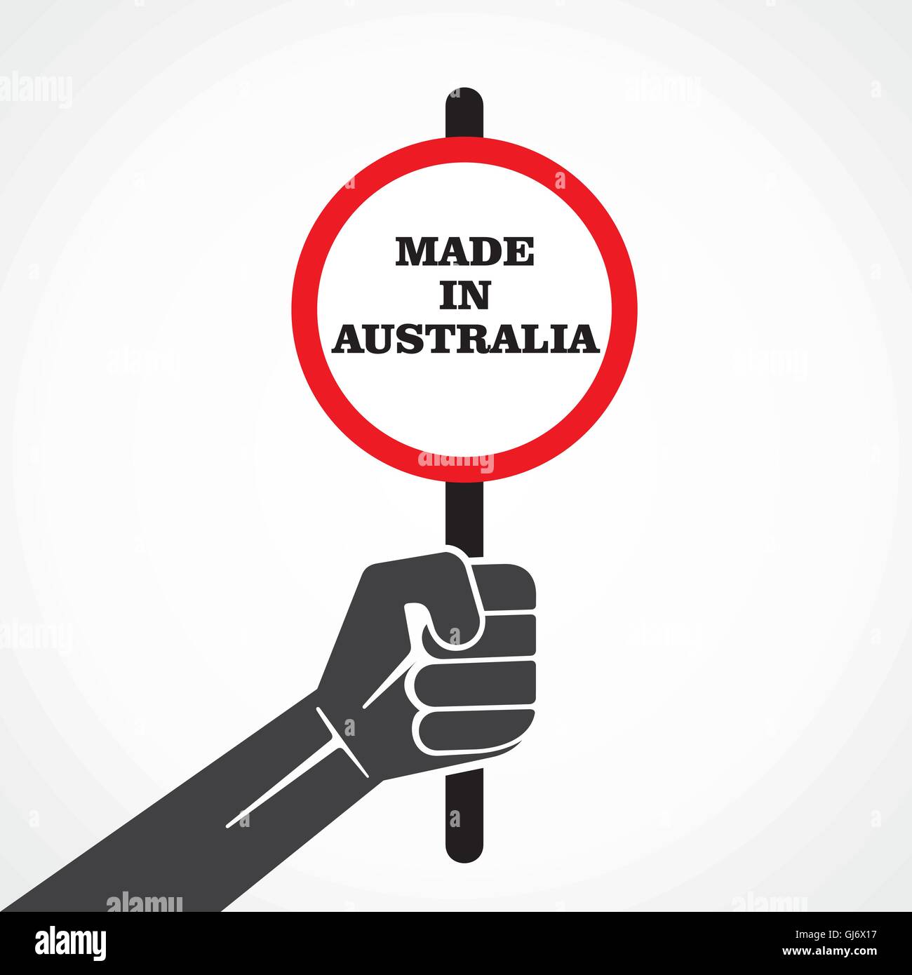 hergestellt in Australien Wort Banner halten in Hand Lager Vektor Stock Vektor