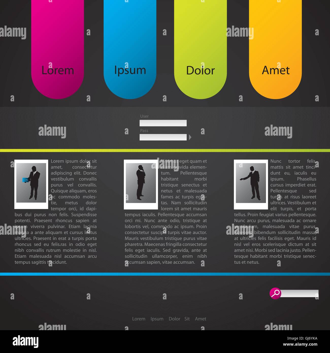 Website-Template-Design mit Profilen Stock Vektor