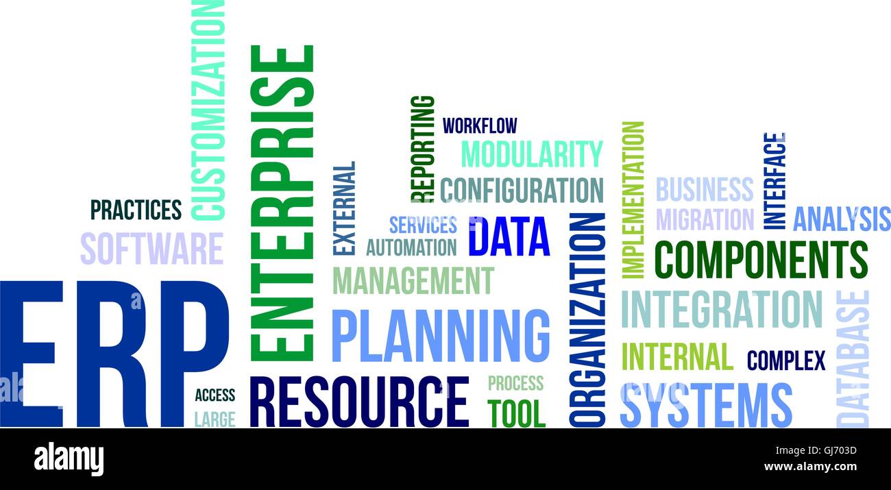 Wortwolke - erp Stock Vektor