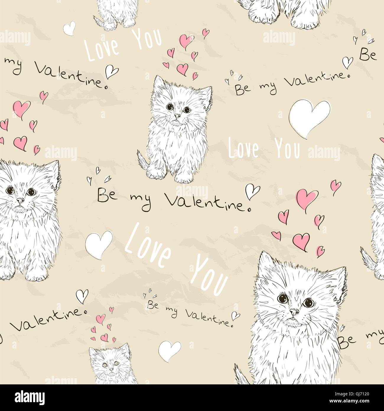 Nahtlose Textur mit "Liebe" Elemente. Stock Vektor