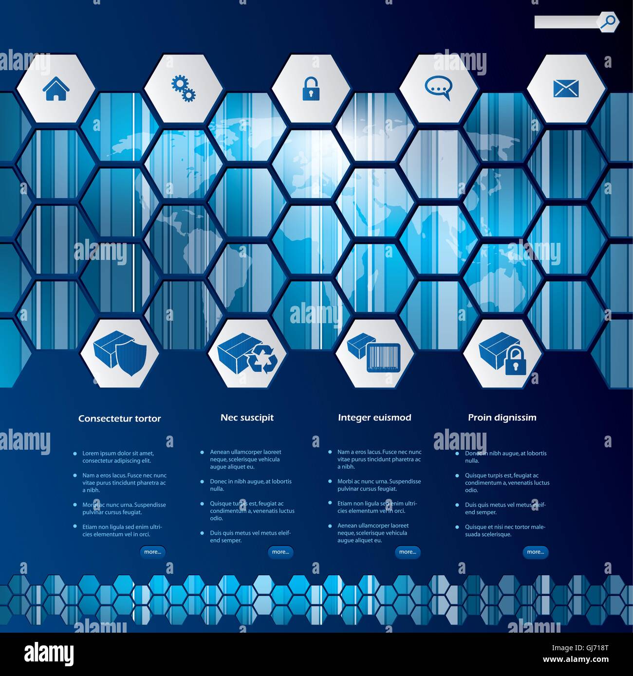 Sechseck-Stil-Web-Template-design Stock Vektor