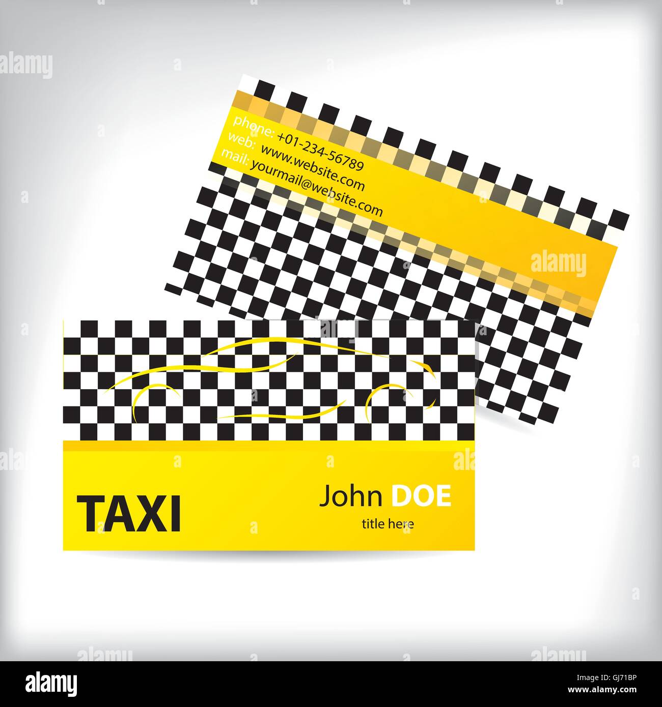 Ideal für Taxifahrer Taxi-Visitenkarte Stock Vektor