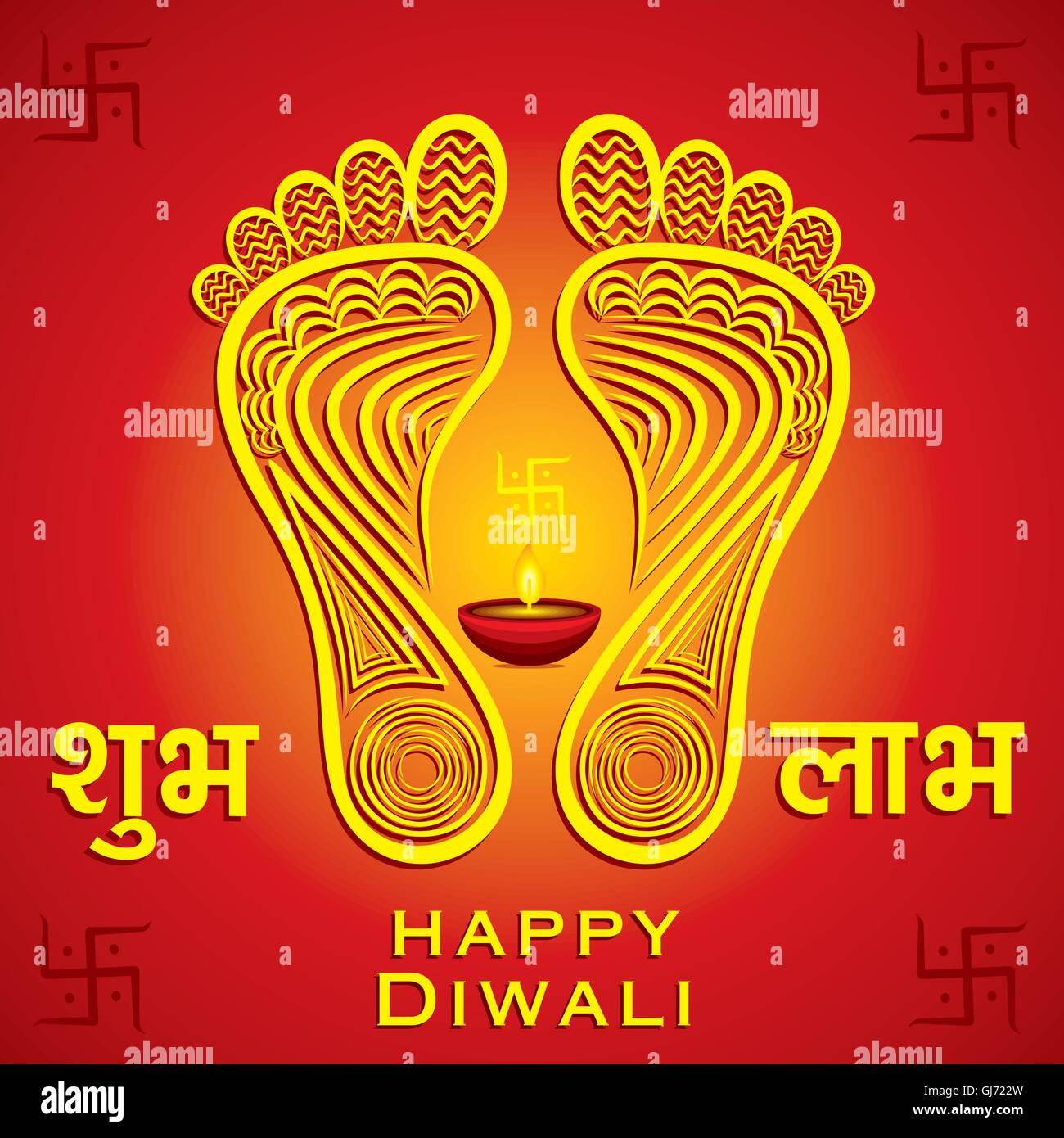 Happy Diwali oder Navratri Festivals Grußkarte Hintergrund Vektor Stock Vektor