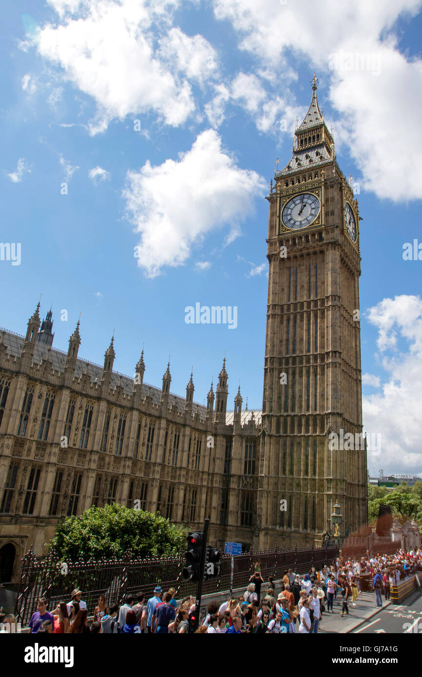 Big Ben-Elizabeth-Tower und die Häuser des Parlaments Uhrturm des Palace of Westminster, London, England, UK Stockfoto