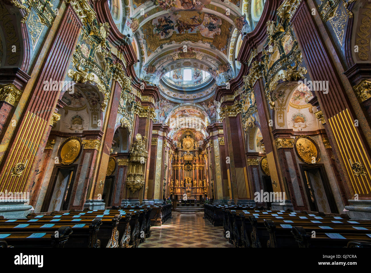 Kirche der Benediktiner-Abtei, Melk, Niederösterreich, Österreich Stockfoto