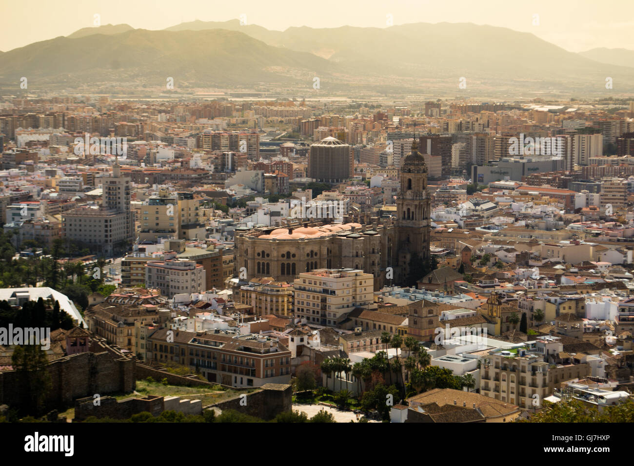 Blick auf die Stadt-Landschaft von Malaga, Spanien Stockfoto