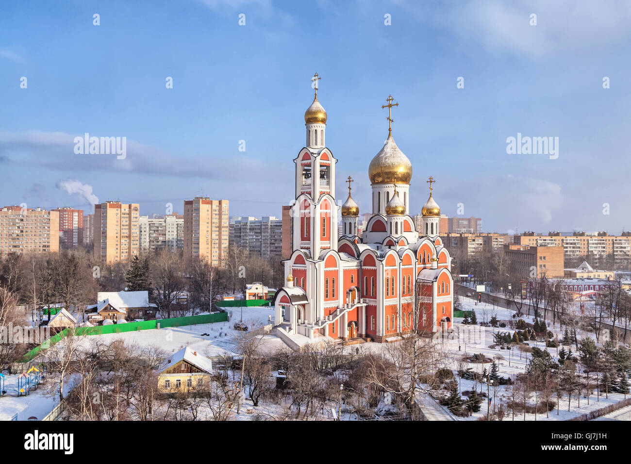 Kirche des Heiligen Georg der siegreiche im Winter, Odintsovo, Oblast Moskau, Russland Stockfoto