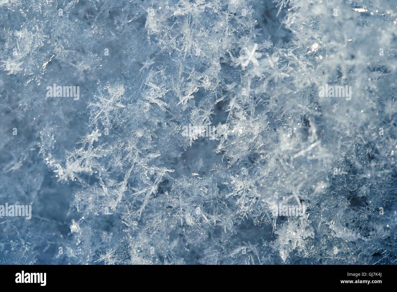 Schneeflocken Hintergrund Makro Winterwetter Stockfoto