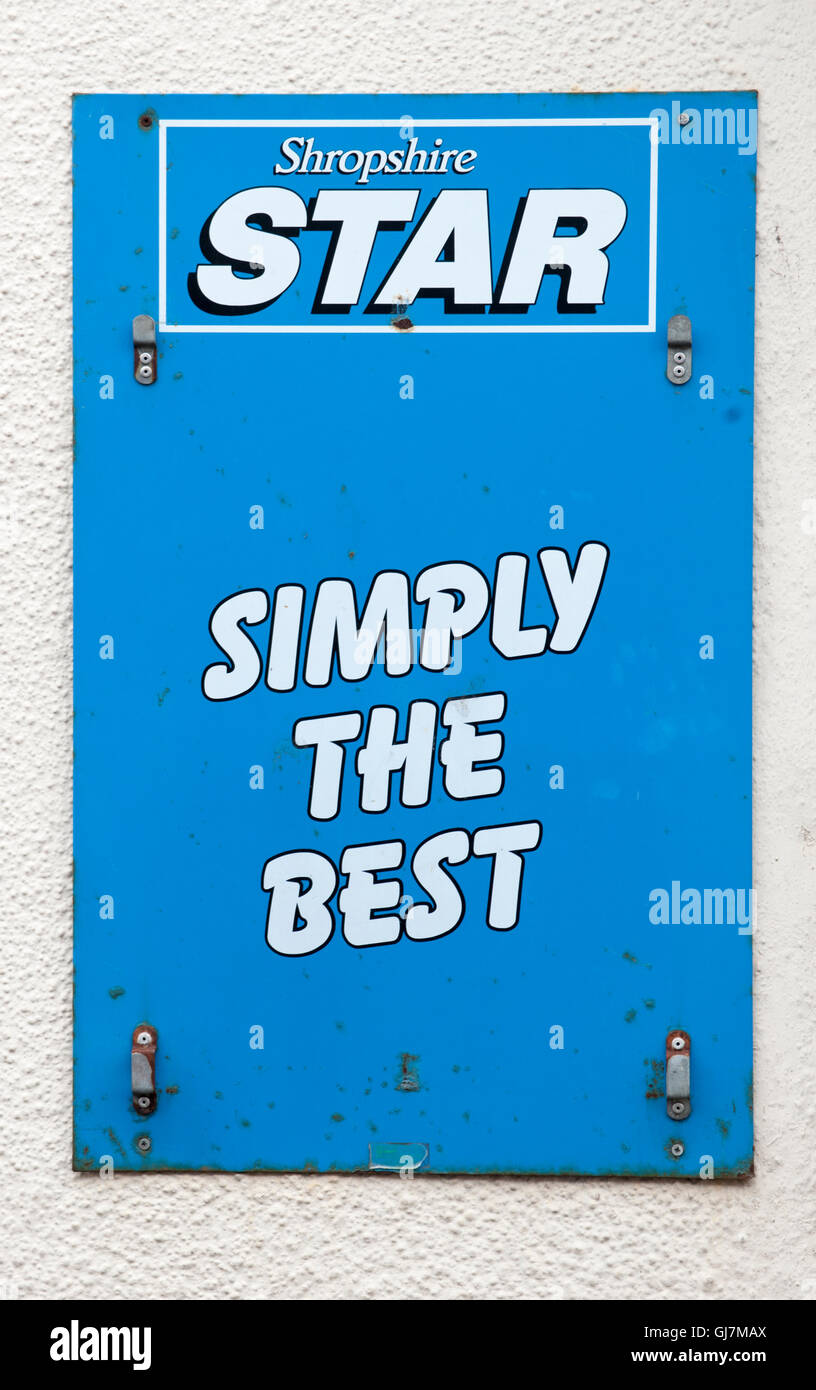 Metall-Werbeschild - Shropshire Star - eine lokale Zeitung. Stockfoto