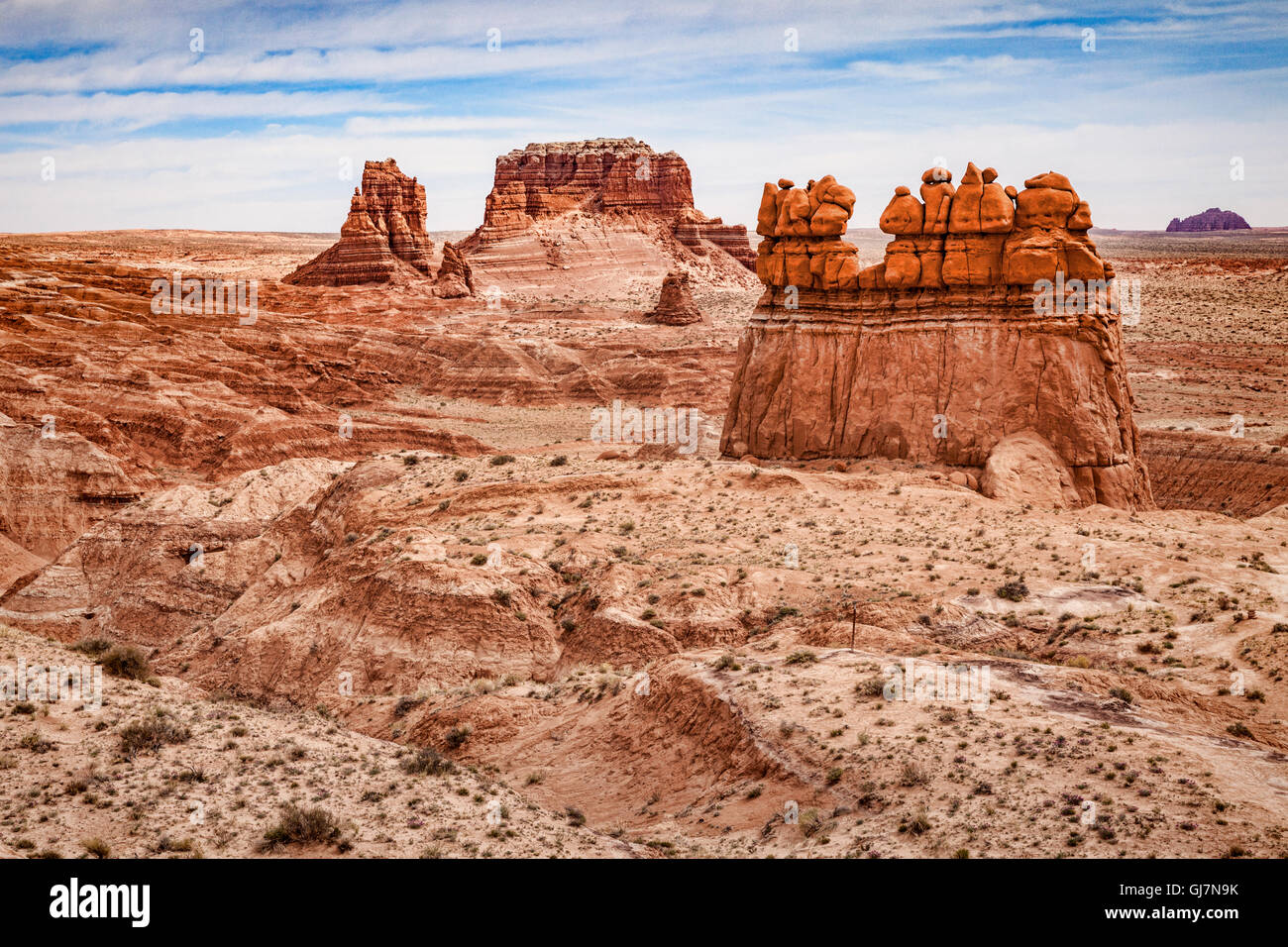 Ausgewaschene Felsformationen im Goblin Valley State Park, Utah, USA Stockfoto