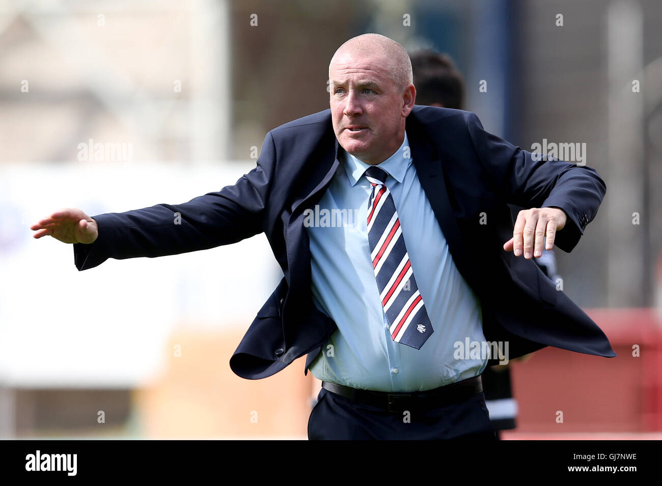 Ranger-Manager Mark Warburton während der Ladbrokes Premier League match bei Dens Park, Dundee. Stockfoto