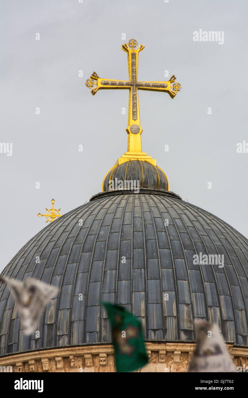 Israel, Jerusalem, Altstadt, Kirche des heiligen Sepulchre, Kuppel, Kreuz, Religion, heilige Stätte, Christen Stockfoto