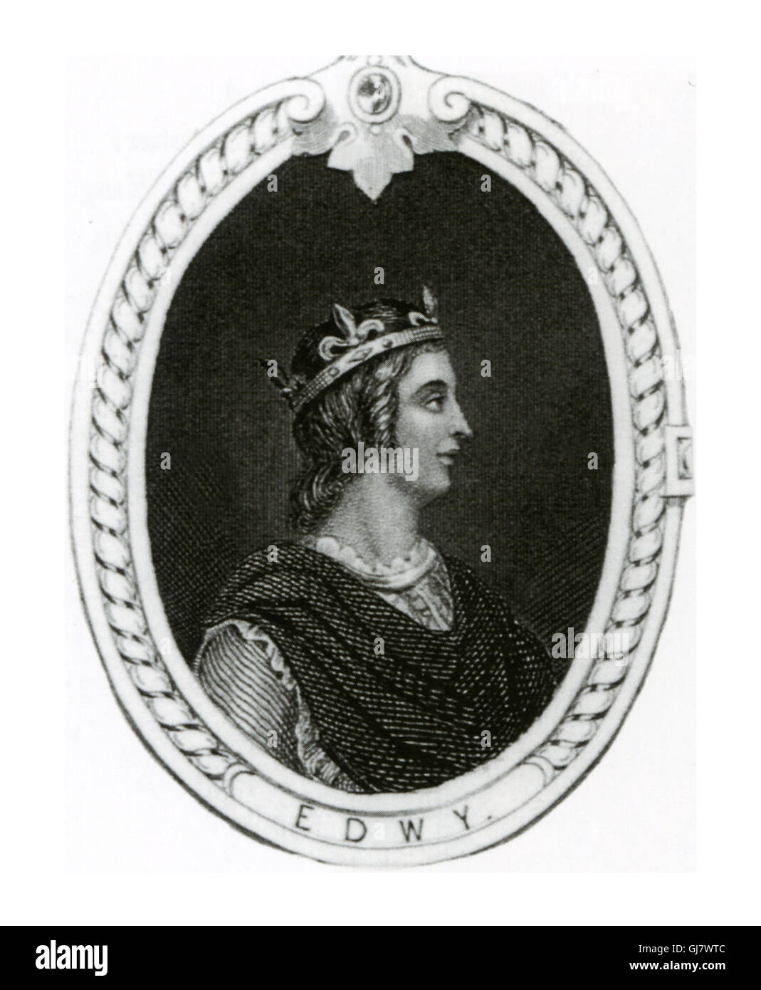 König Eadwig 955-959 war der älteste Sohn von Edmund ich Eadwig war etwa 16, als er gekrönt wurde König in Kingston-upon-Thames in Südost-London. Legende hat es, dass seine Krönung verschoben werden musste, um Bischof Dunstan, Eadwig aus seinem Bett und zwischen den Armen von seinem "Metze" und die Strumpets Mutter Preis zu ermöglichen. Eadwig starb in Gloucester, als er gerade war 20.  Public Domain Bild. Stockfoto