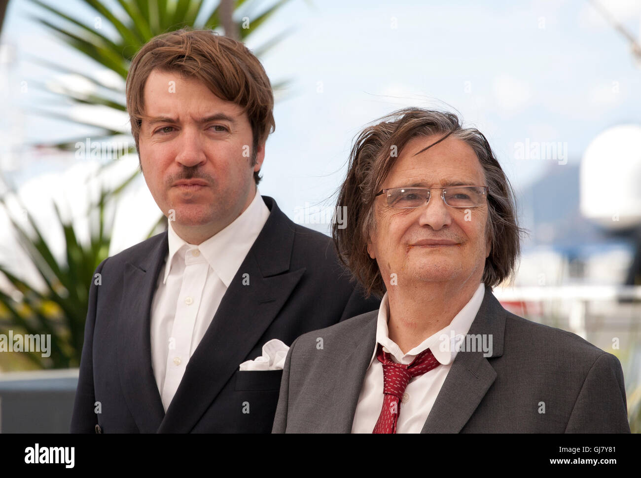 Direktor Albert Serra und Schauspieler Jean-Pierre Leaud La Mort De Louis Xiv Film Foto rufen bei den 69. Cannes-2016 Stockfoto