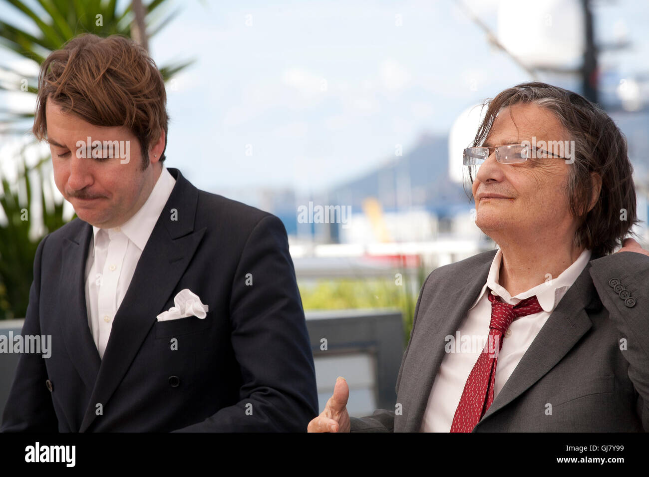 Direktor Albert Serra und Schauspieler Jean-Pierre Leaud La Mort De Louis Xiv Film Foto rufen bei den 69. Cannes-2016 Stockfoto