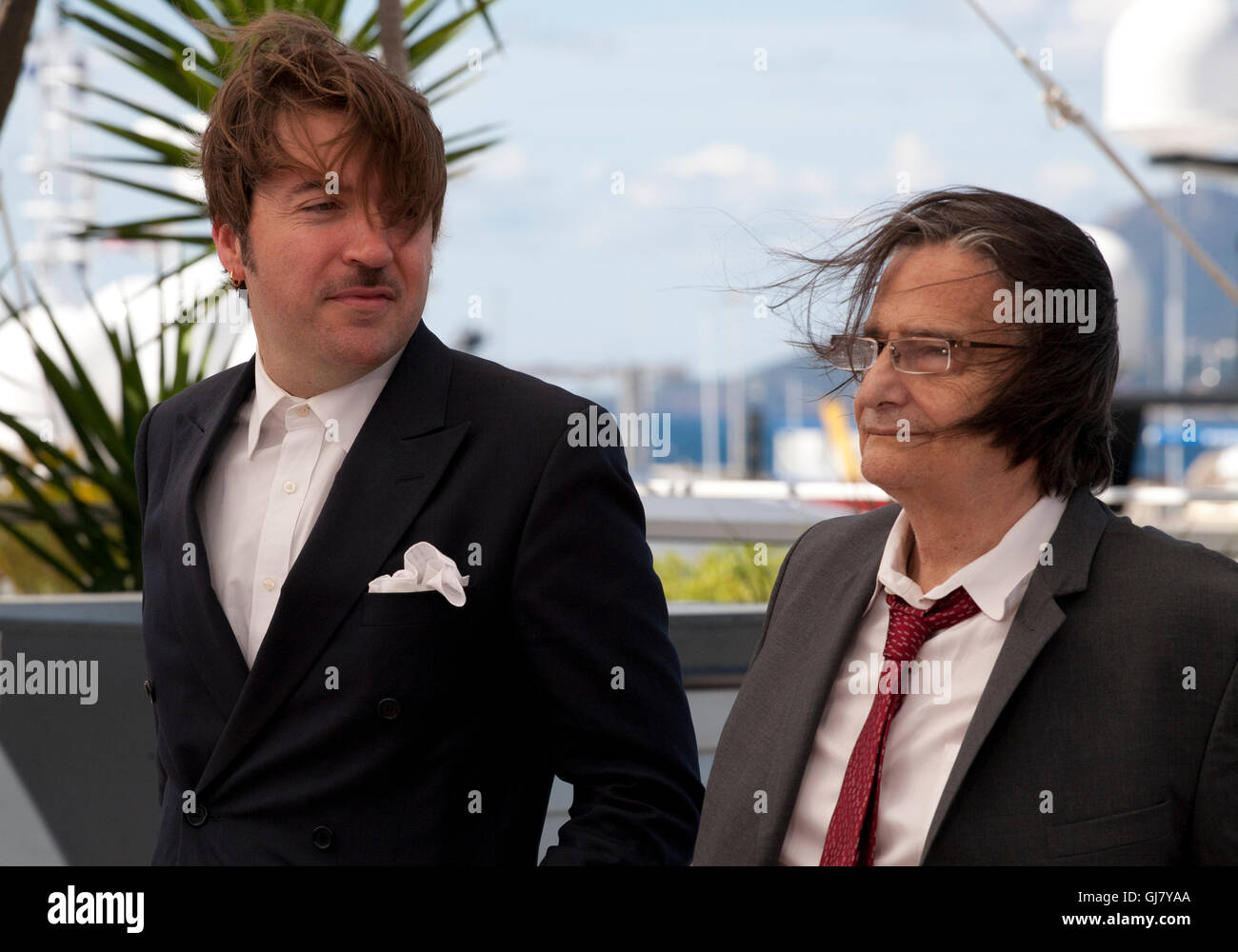 Direktor Albert Serra und Schauspieler Jean-Pierre Leaud La Mort De Louis Xiv Film Foto rufen bei den 69. Cannes-2016 Stockfoto