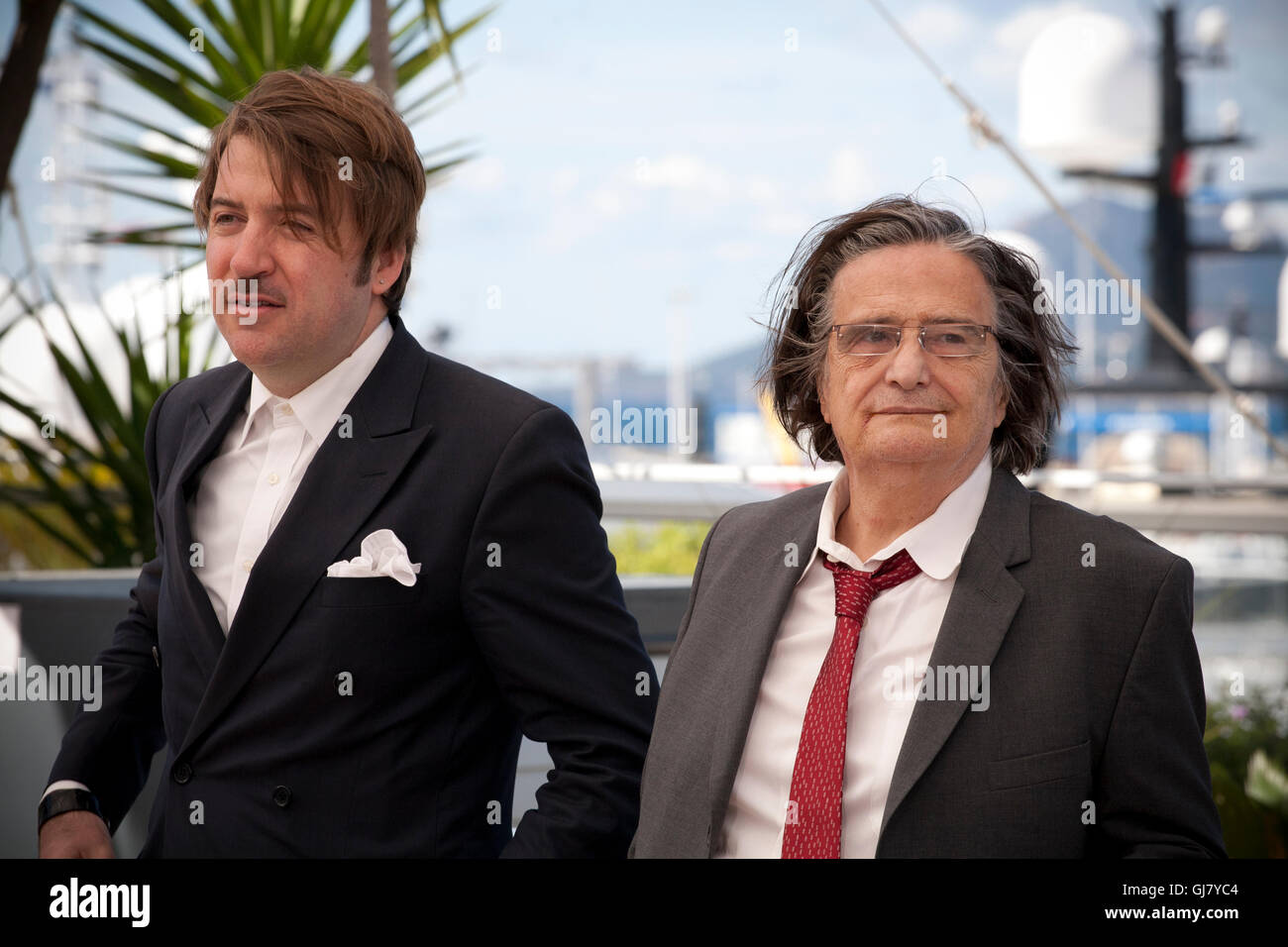 Direktor Albert Serra und Schauspieler Jean-Pierre Leaud La Mort De Louis Xiv Film Foto rufen bei den 69. Cannes-2016 Stockfoto