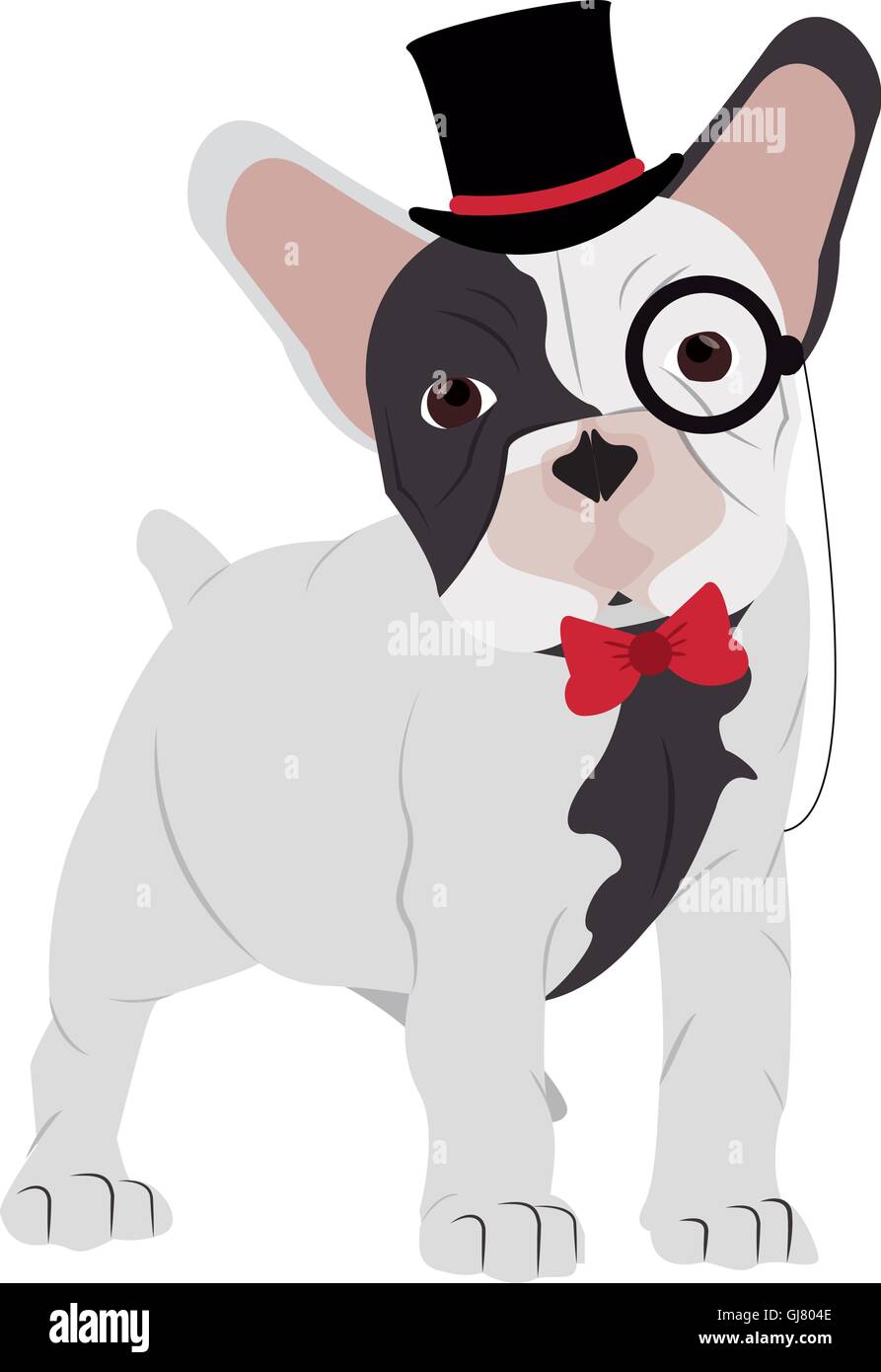 Hipster-französische Bulldogge-Symbol Stock Vektor
