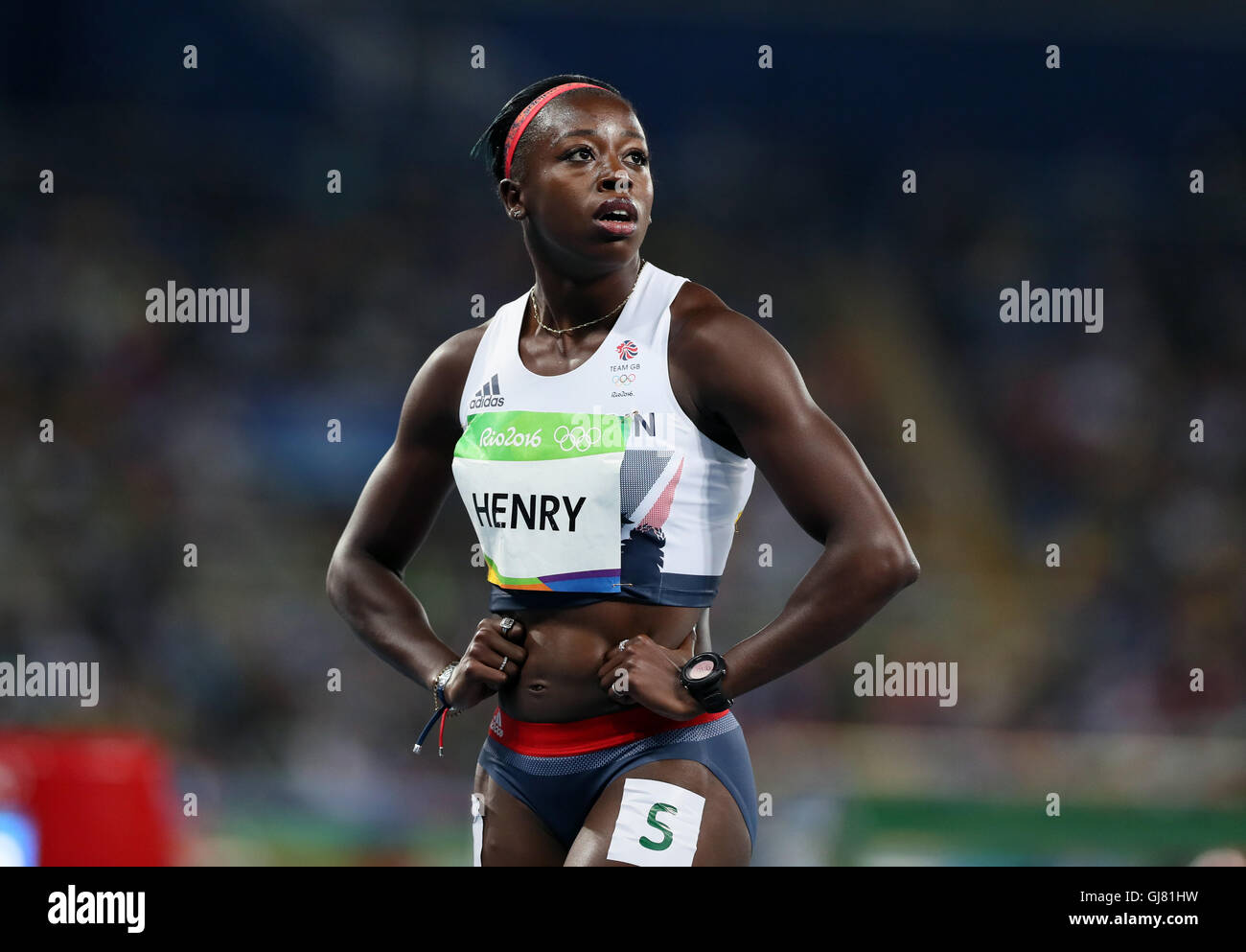 Großbritanniens Desiree Henry während der Frauen 100m Halbfinale am achten Tag der Olympischen Spiele in Rio, Brasilien. Stockfoto