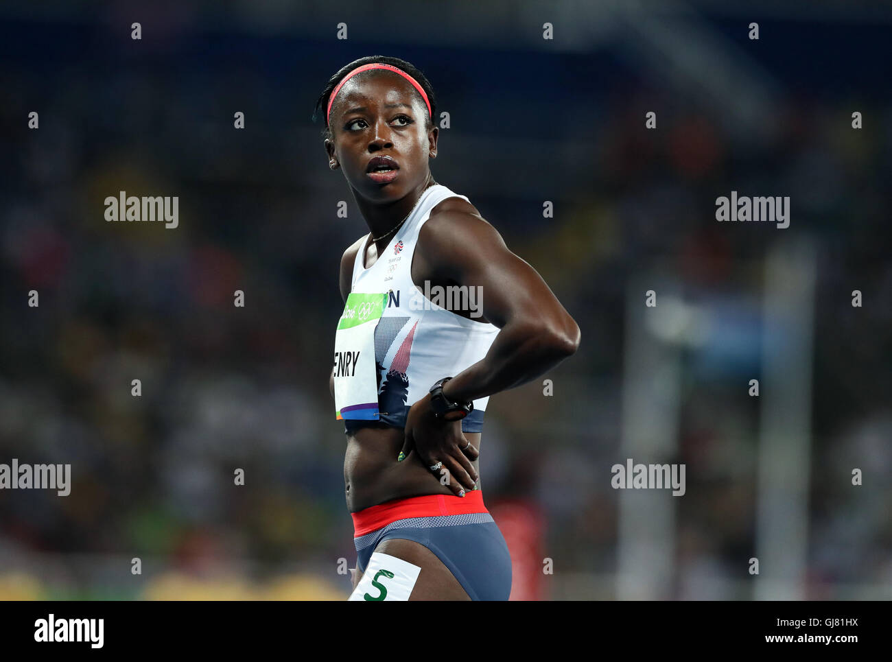 Großbritanniens Desiree Henry während der Frauen 100m Halbfinale am achten Tag der Olympischen Spiele in Rio, Brasilien. Stockfoto