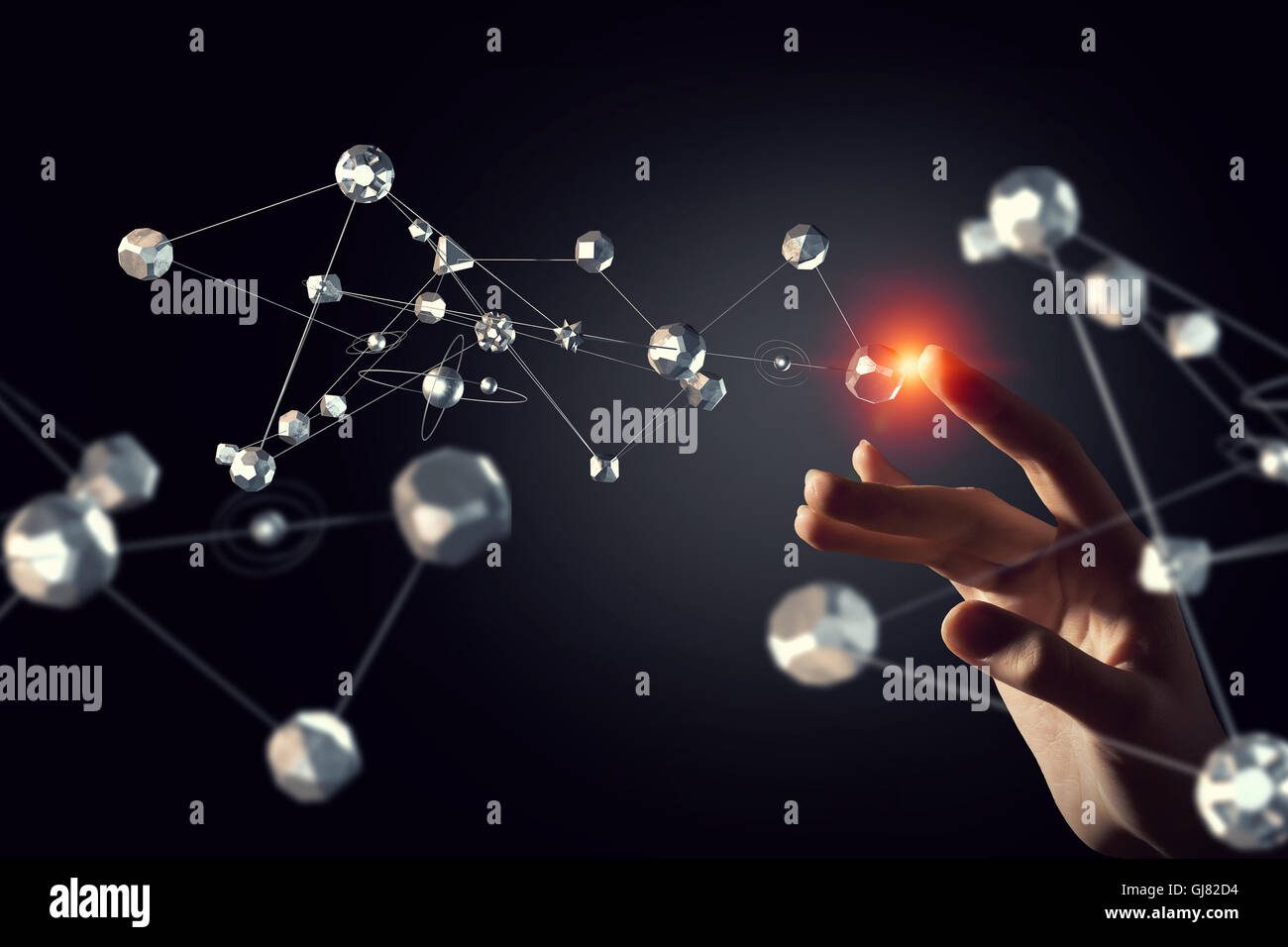 Technologien für die Verbindung. Mixed-media Stockfoto