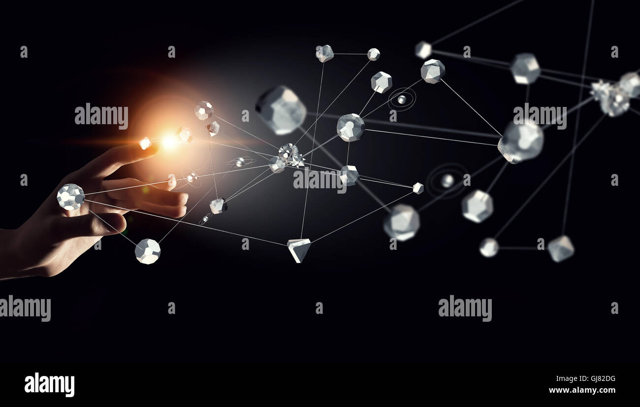 Technologien für die Verbindung. Mixed-media Stockfoto