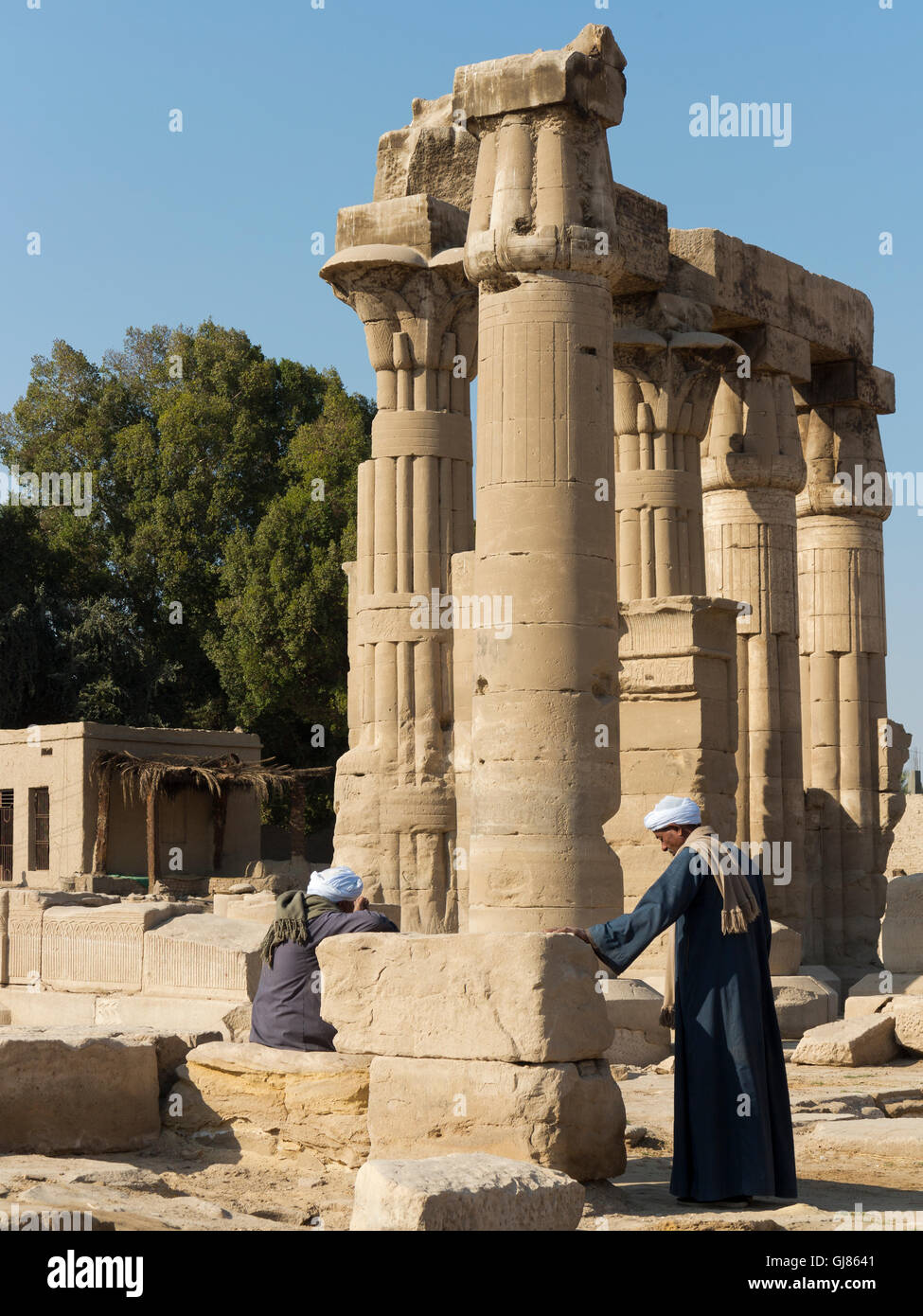 Der Tempel des Gottes unter der Leitung von Falcon Montu am Medamud, nördlich von Luxor, Ägypten Stockfoto