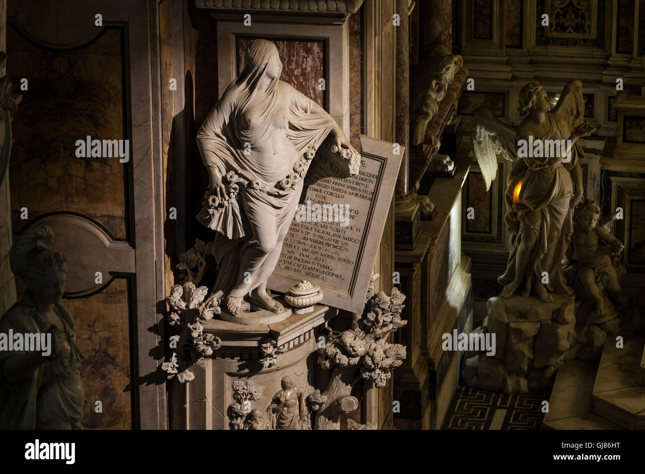 Italien, Neapel: Cristo Velato im Palazzo Quartieri. Verschleierte Chris renommierten Ovr für die bemerkenswerte Gewebe-Qualität von der Stockfoto