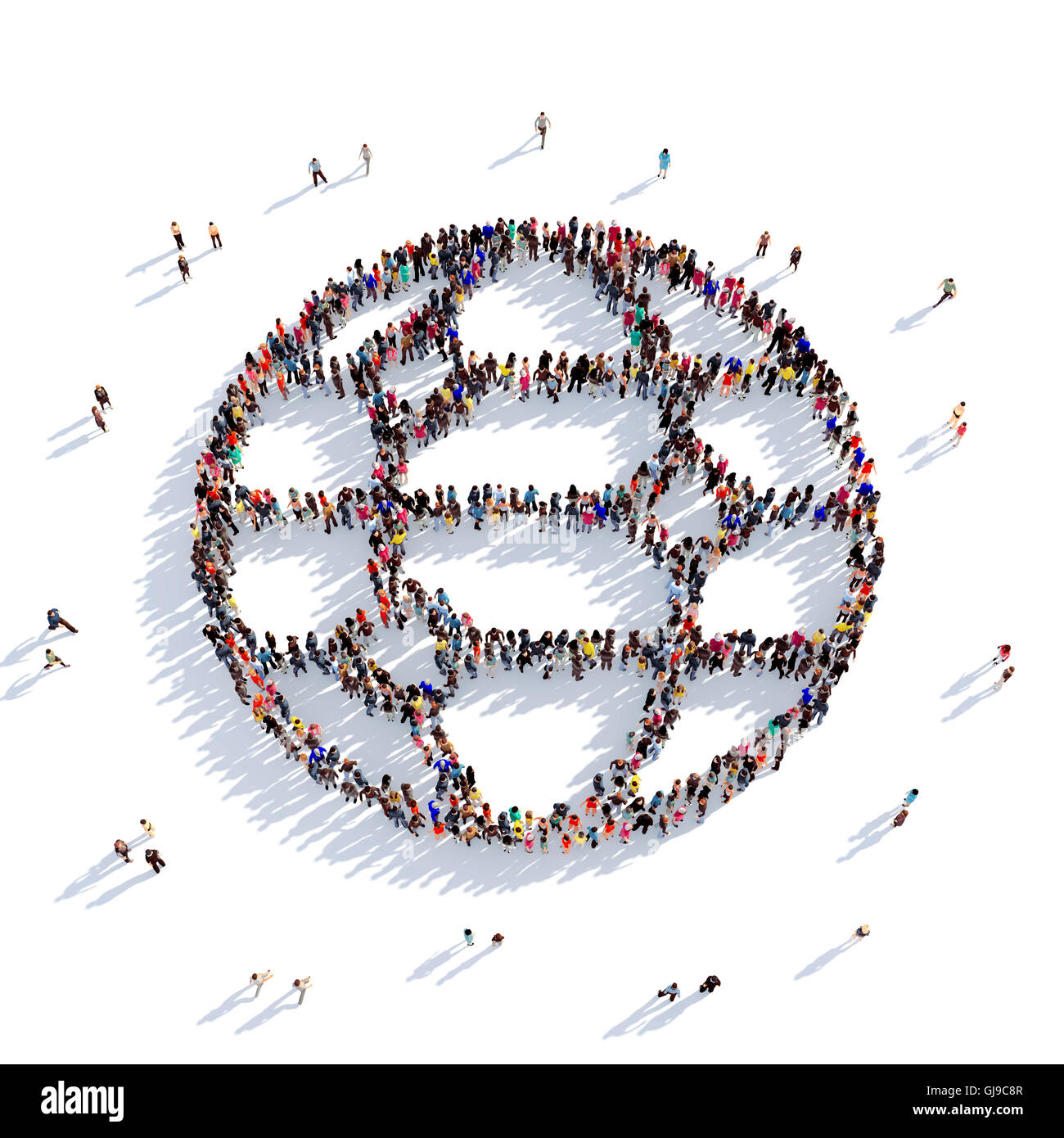 Globus Planet Menschen 3D-Rendering Stockfoto