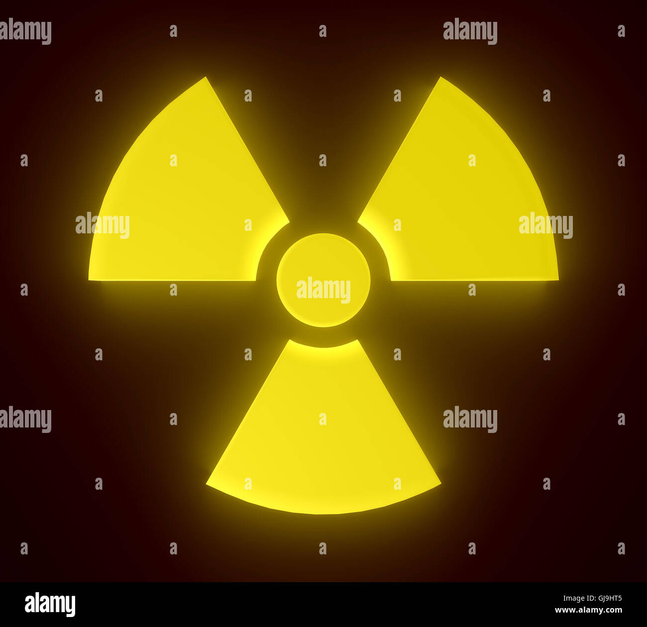 Glühende radioaktives Zeichen Stockfoto