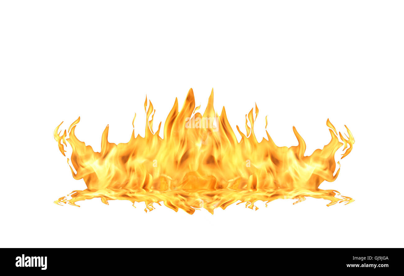 Feuer Flamme auf weiß Stockfoto