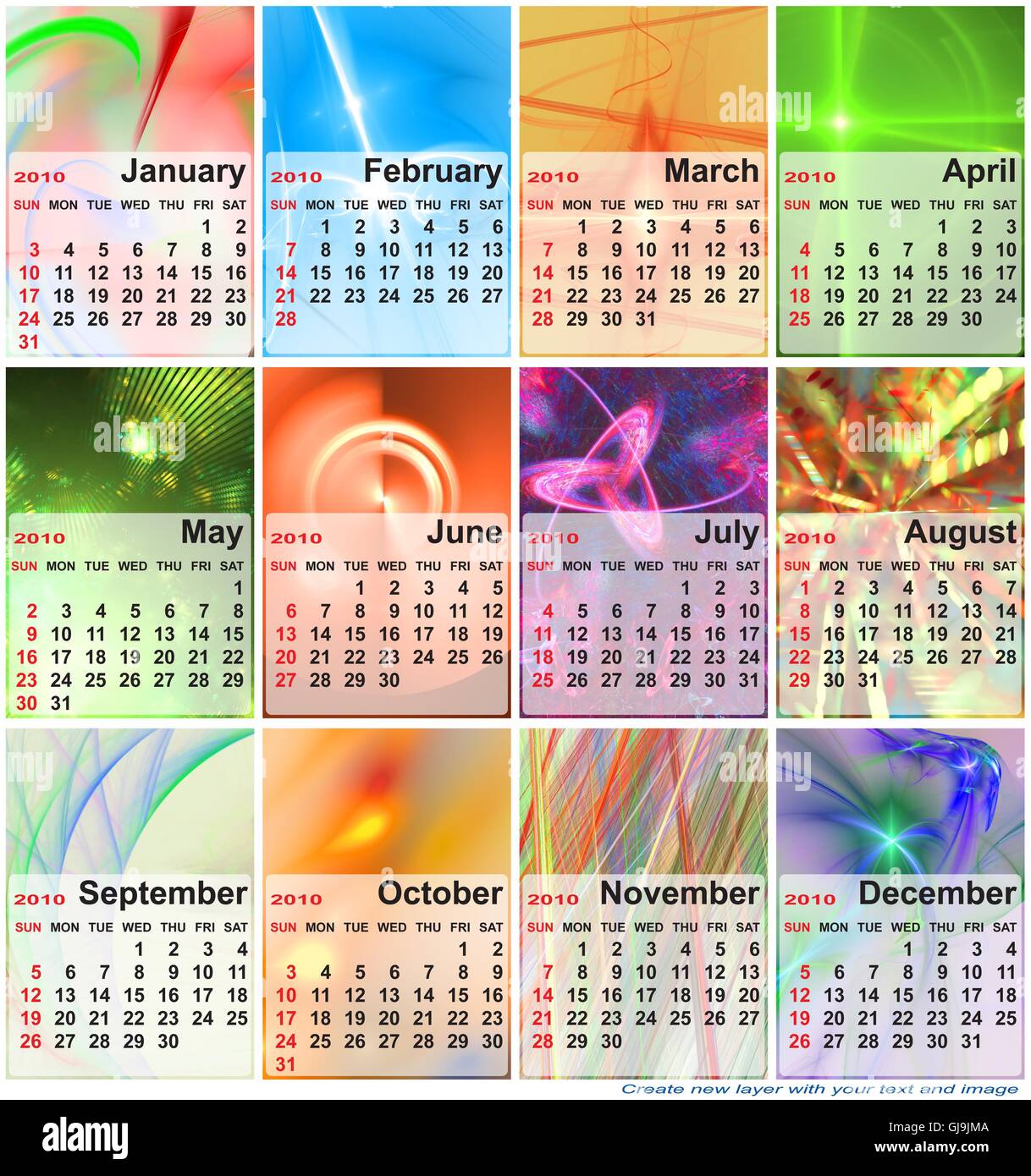 Abstrakt Design-Vorlage für Kalender 2010. Stockfoto