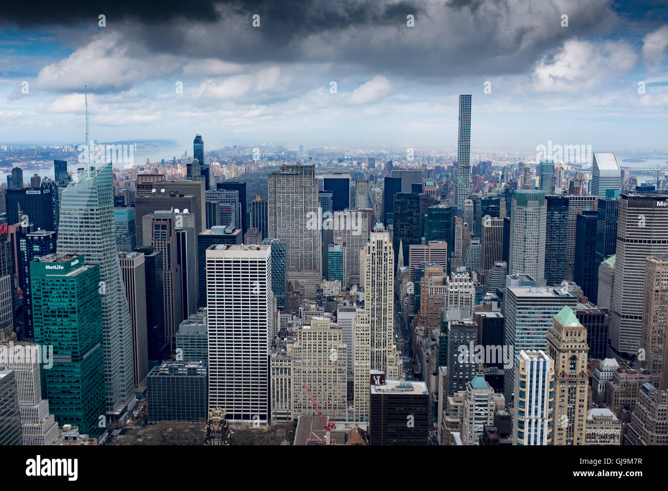 New York City USA Blick vom Empire State Building auf der Suche nach Norden entlang Manhatten Island Stockfoto