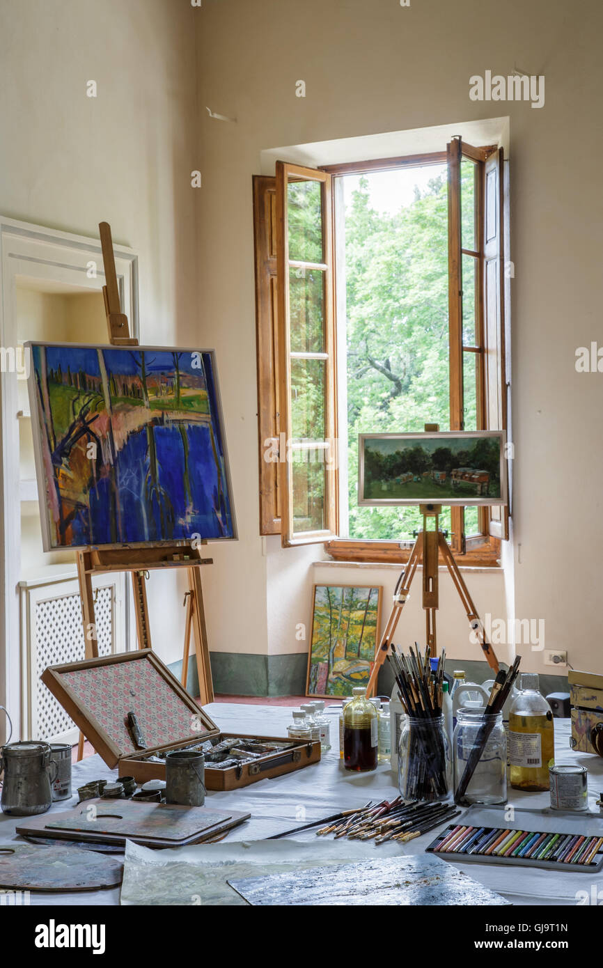 Atelier in der Nähe von Volterra, Toskana, Italien Stockfoto