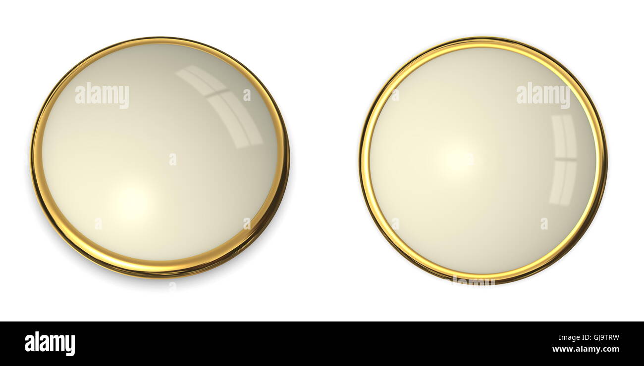Schaltfläche "3D" Gold und blassgelb Stockfoto