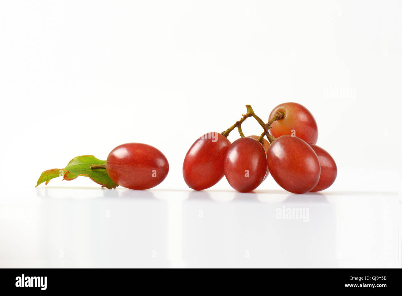 Zweig der roten Trauben auf weißem Hintergrund Stockfoto