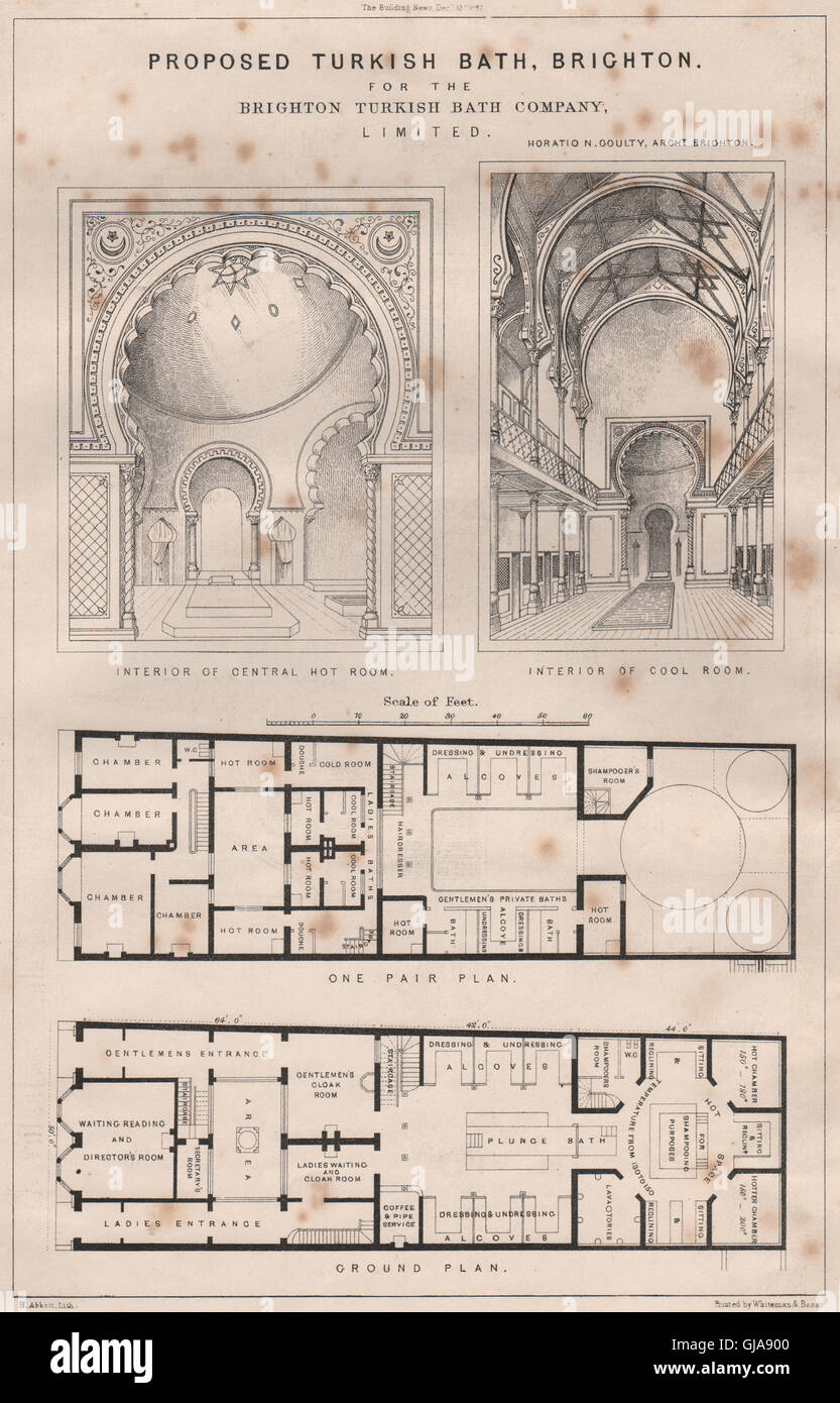 Design für die Brighton türkisches Bad Company Ltd; Horatio N. Goulty Archt, 1867 Stockfoto