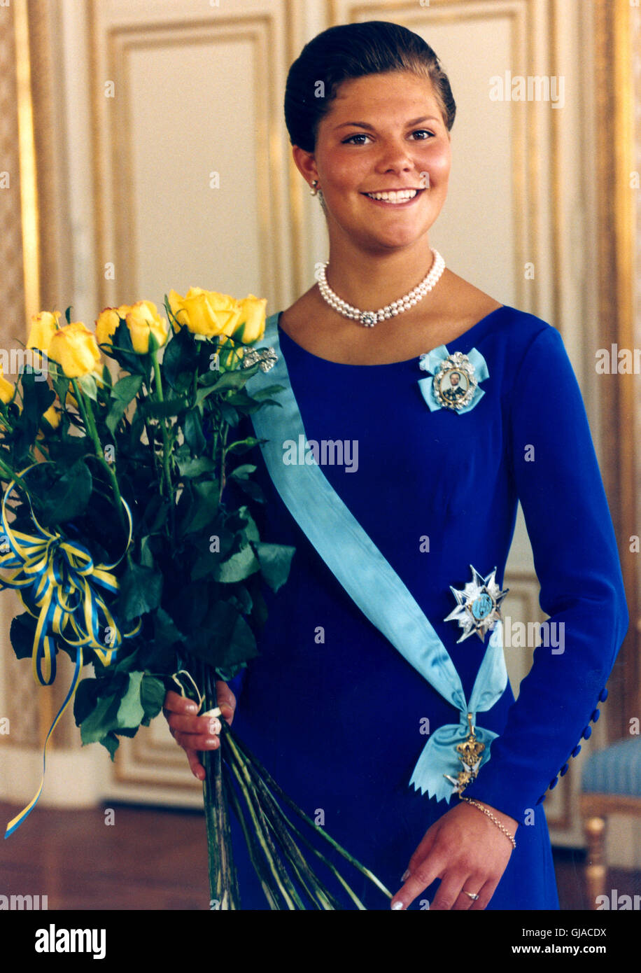 Kronprinzessin Victoria nach einer Behörde-Zeremonie auf der Burg am Jubiläum 18 th Stockfoto