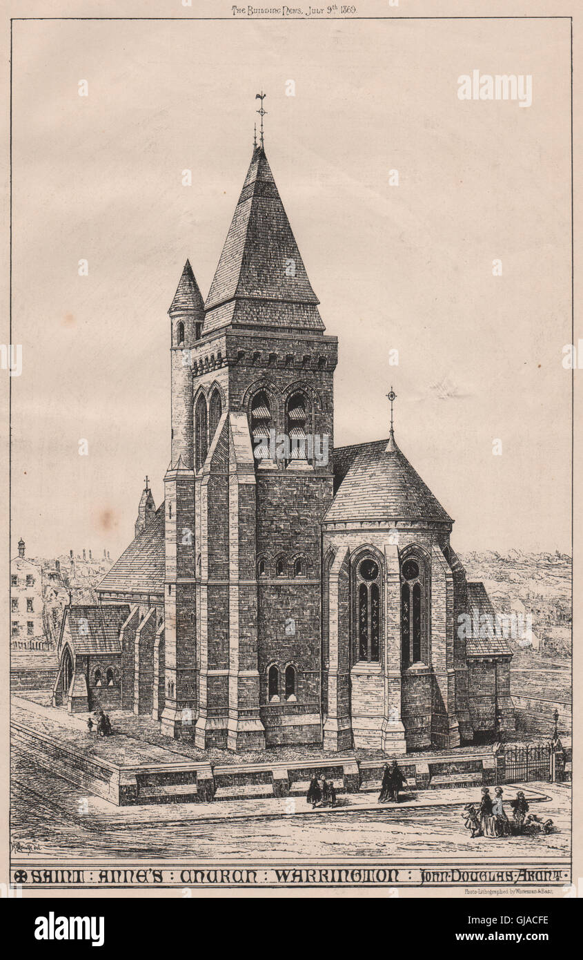 Sankt-Anna Kirche, Warrington; John Douglas, Architekt. Lancashire, 1869 Stockfoto