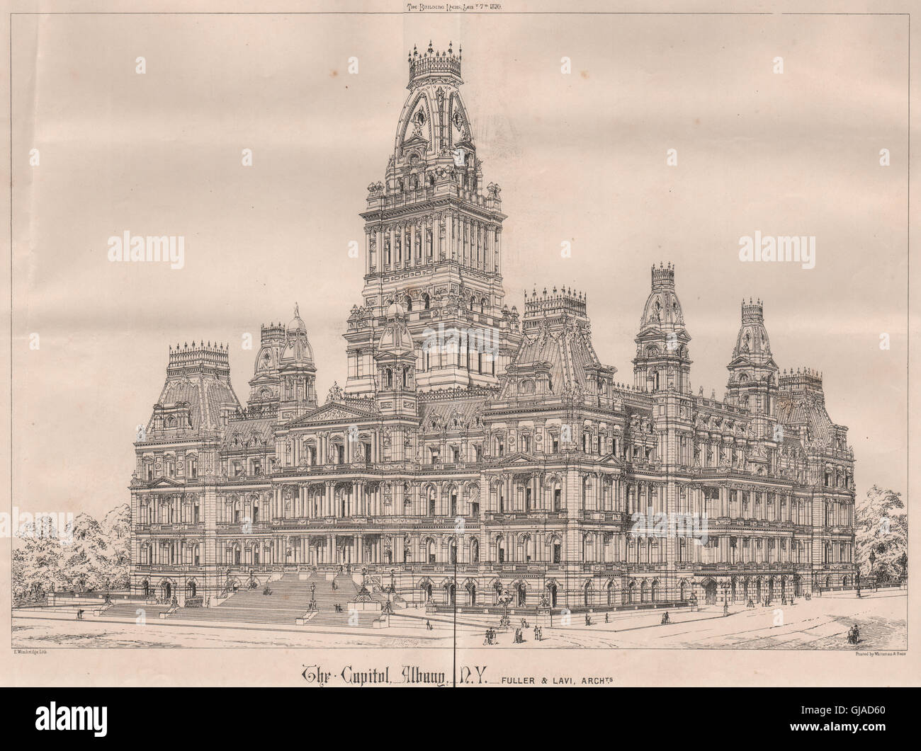 Die Hauptstadt, Albany, N.Y.; Fuller & Lavi, Architekten. New York, alten Drucken 1870 Stockfoto