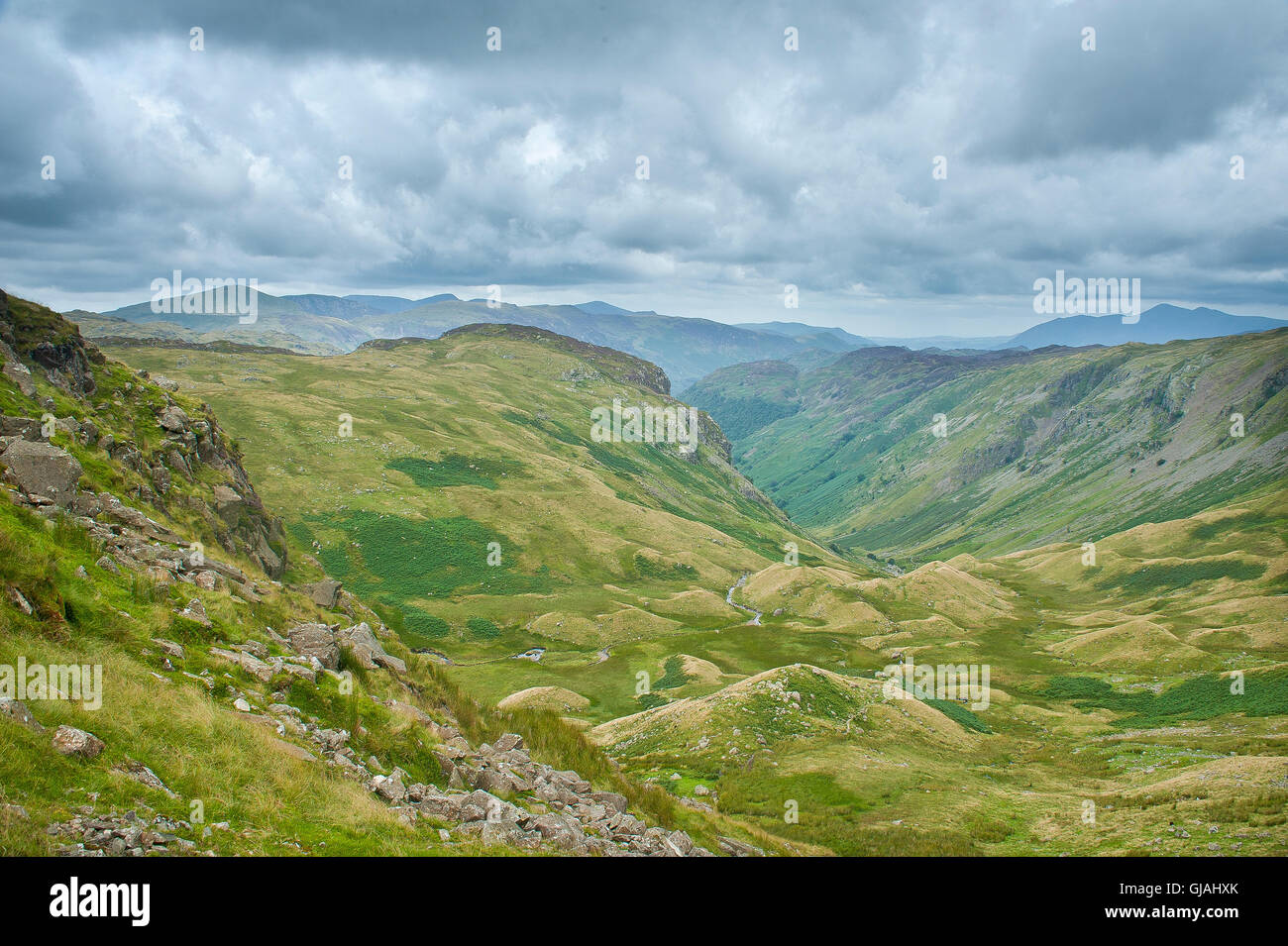 aufsteigender hoch heben entlang Greenup Gill von Borrowdale, Keswick, Seenplatte, cumbria Stockfoto