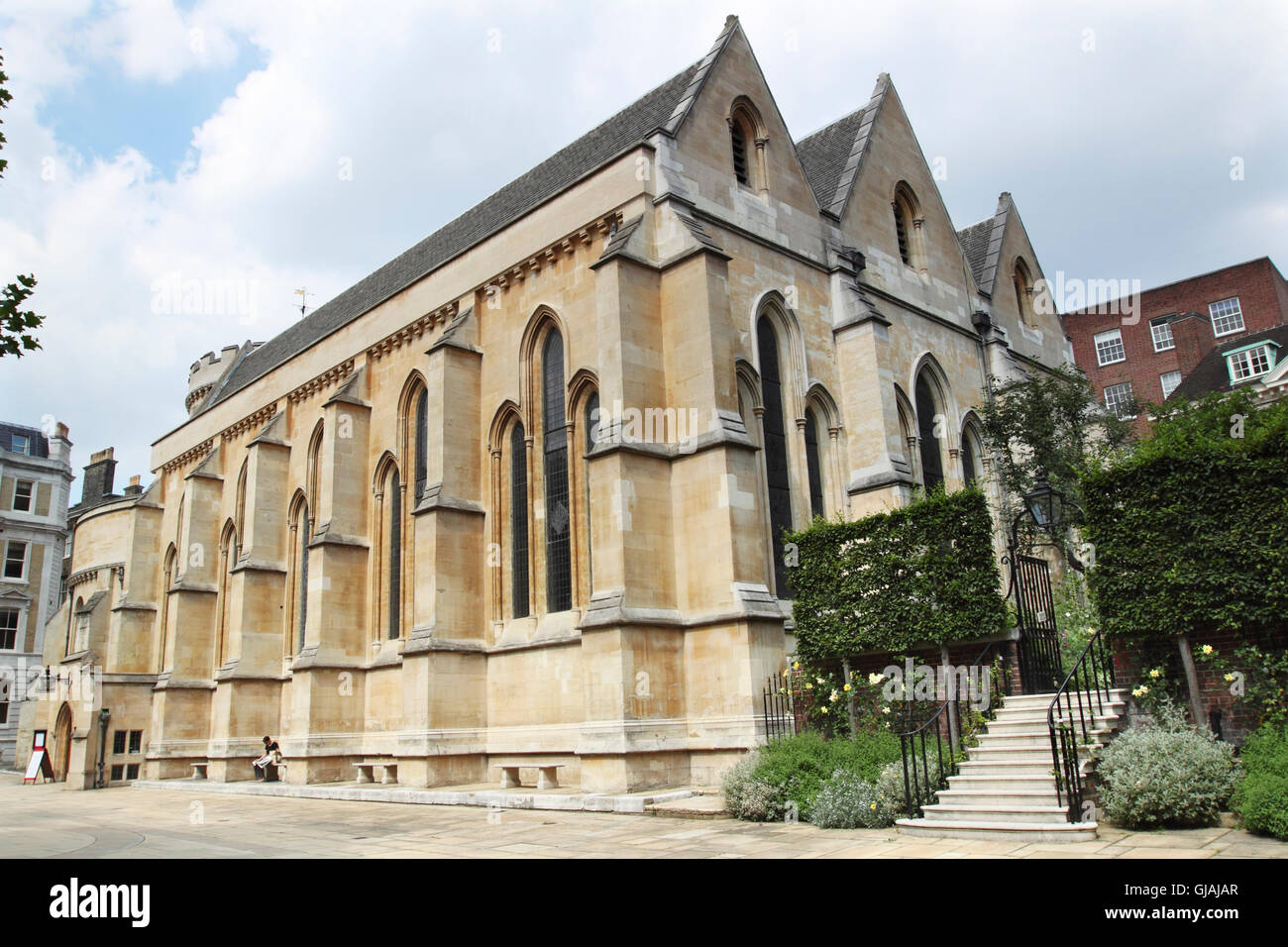 Temple Church, zeichnet seine mittelalterliche Kirche, erbaut von den Tempelrittern das kreisförmige Kirchenschiff. Stockfoto