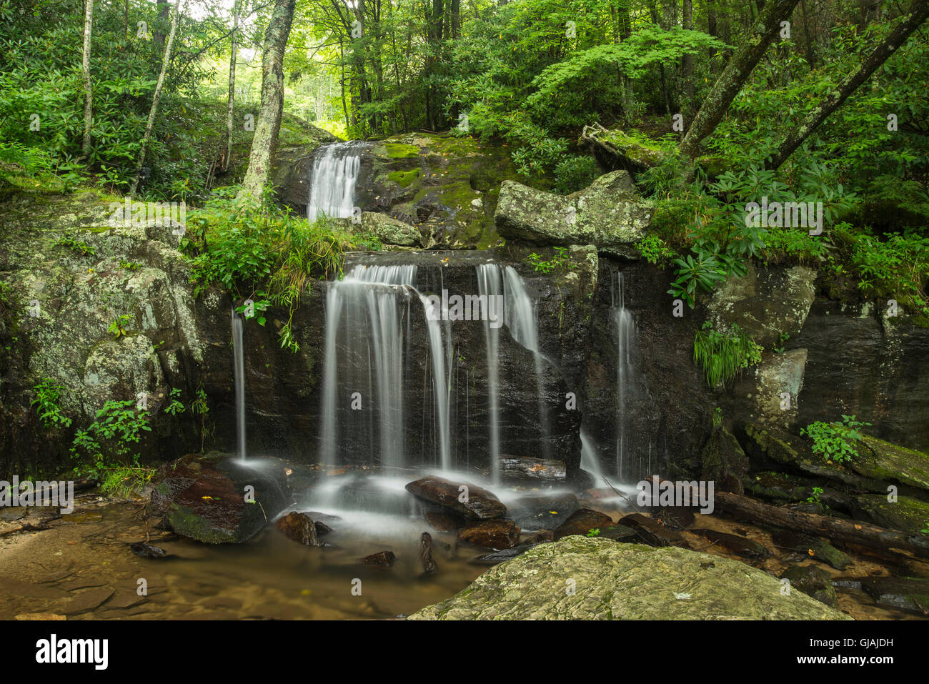 Wasserfall in den Blue Ridge Mountains von North Carolina Stockfoto