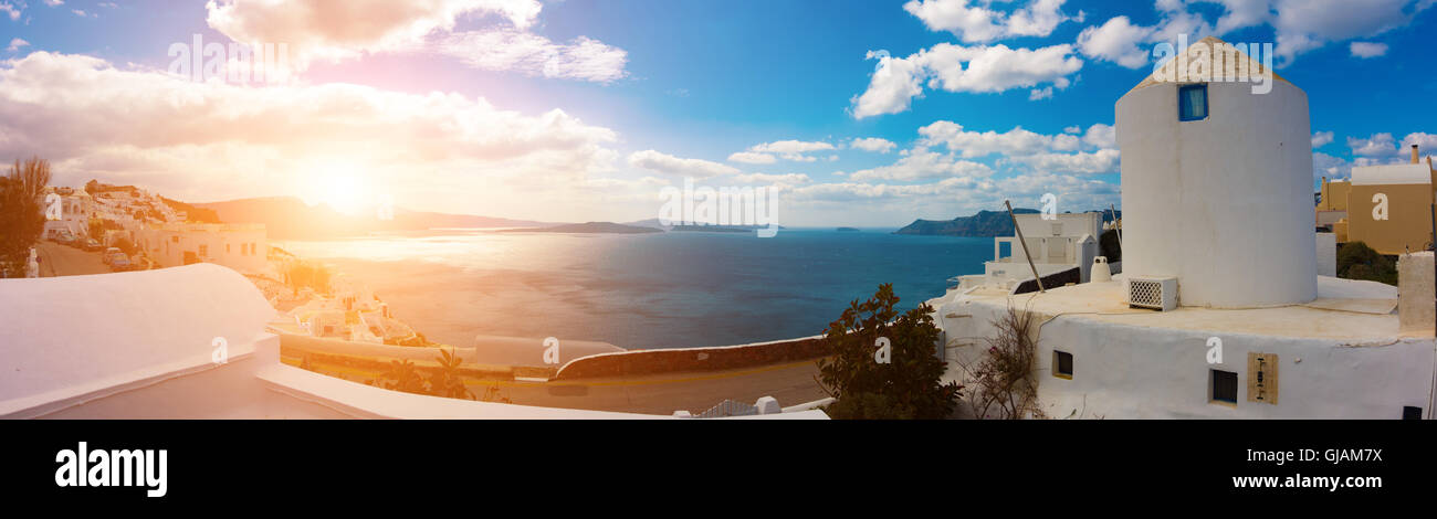 Sonnenaufgang in Oia. Insel Santorin. Griechenland Stockfoto