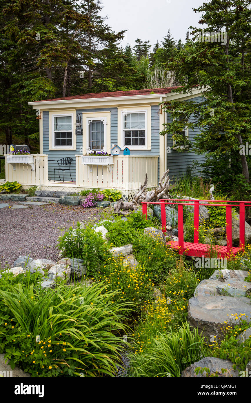 Ein privater Garten im Osten Bauline, Neufundland und Labrador, Kanada. Stockfoto