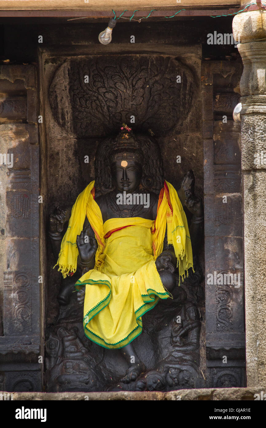 Göttinnenstatue in Hindu-Tempel. Brihadishwarar-Tempel in Thanjavur, Tamil Nadu, Indien Stockfoto
