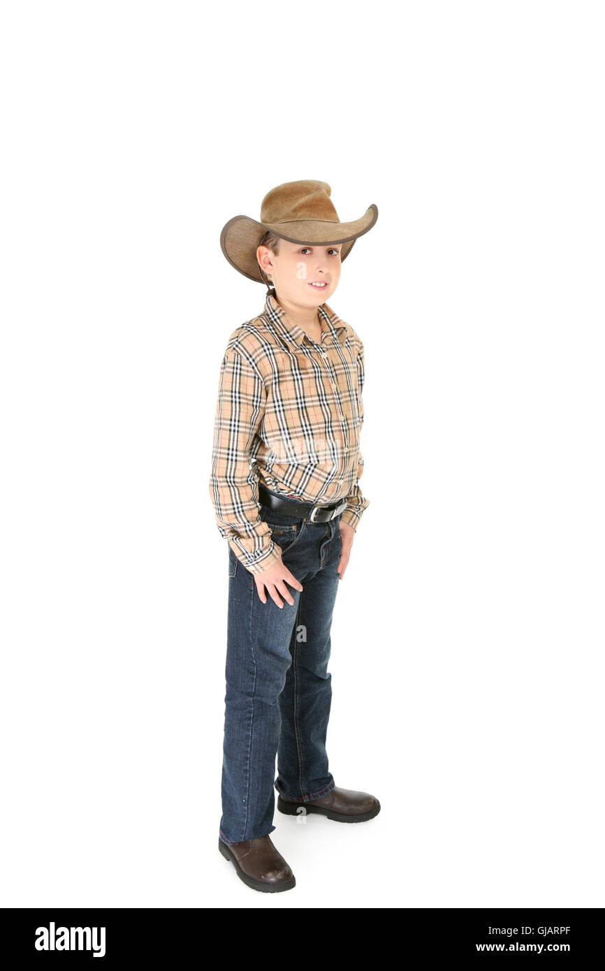 Grafschaft junge einen Cowboy Hut Stockfoto