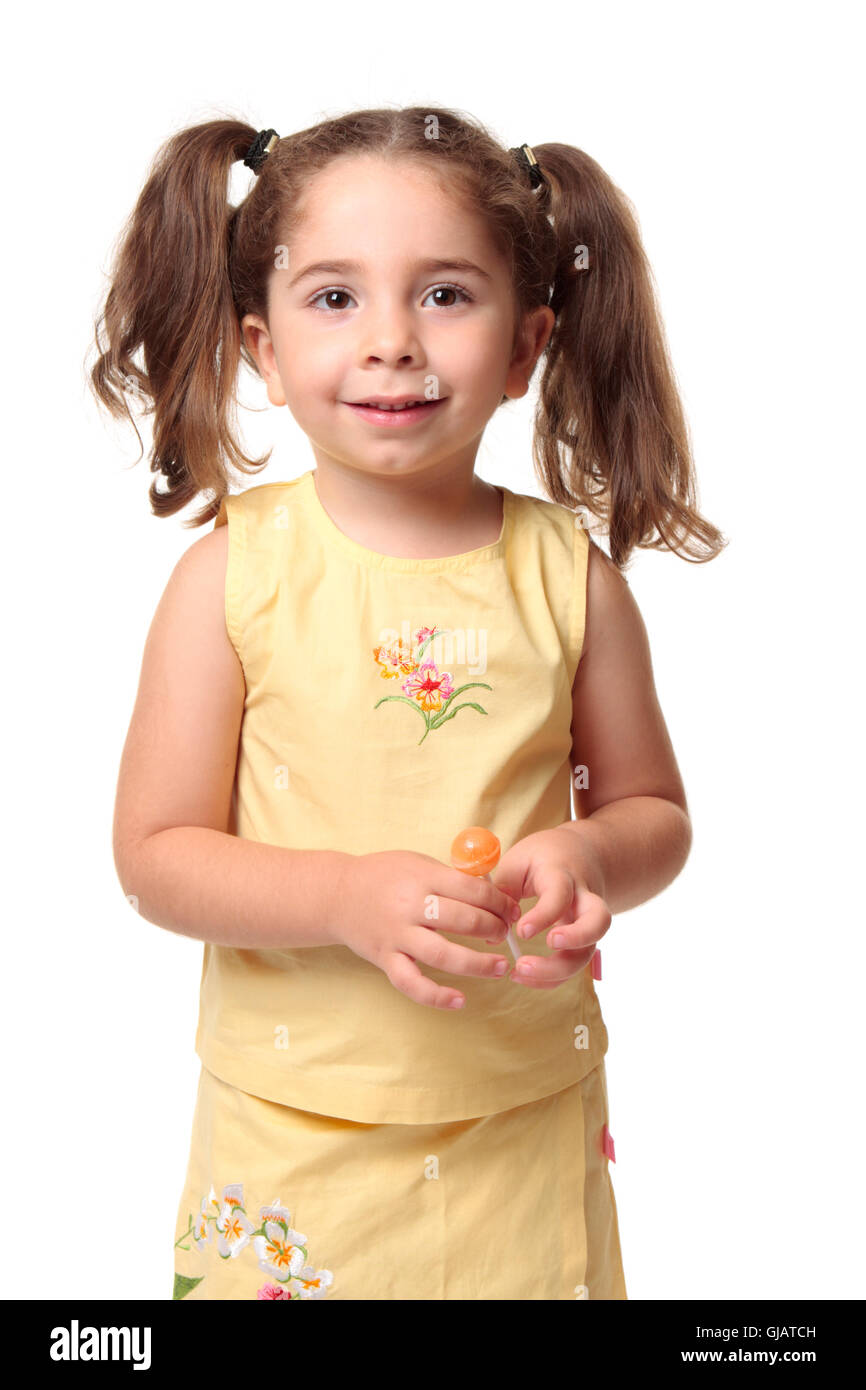 Hübsches Mädchen hält Candy sweet Stockfoto Hübsches Mädchen hält Candy sweet Stockfoto